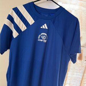 adidas Blue and White Short Sleeve Tee
